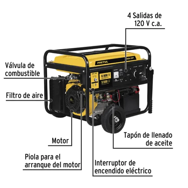 Planta Eléctrica GEN-55P Pretul a Gasolina de 13HP 5500W (2)