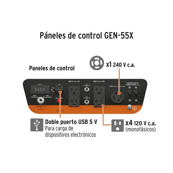 Planta Eléctrica GEN-55X Truper a Gasolina de 13HP 5500W (4)