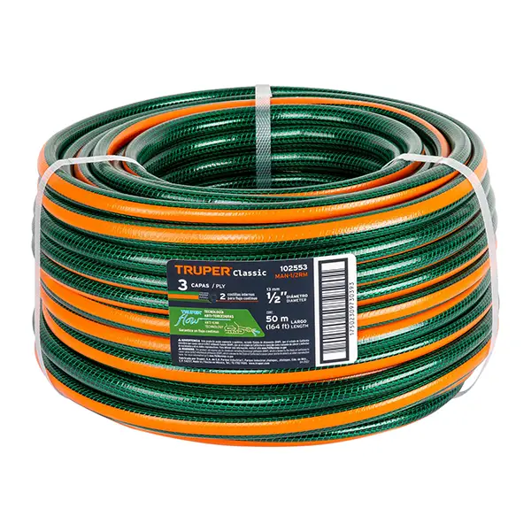 Manguera Reforzada Truper MAN-1-2RM de 3 Capas y 50 metros