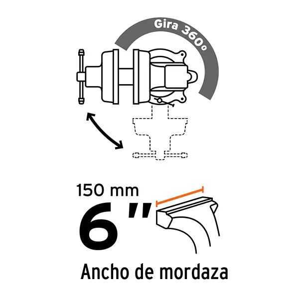 Prensa de Banco Truper TA-6 Industrial Hierro 6 Pulgadas 15cm (4)