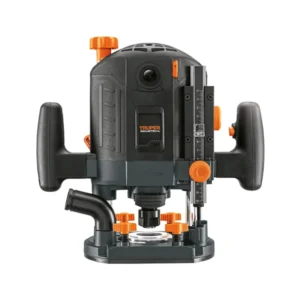 Rebajadora industrial de 1,200 W con velocidad variable, ajuste fino de profundidad y mangos antiderrapantes. Ideal para cortes precisos, perfiles y trabajos profesionales en madera.