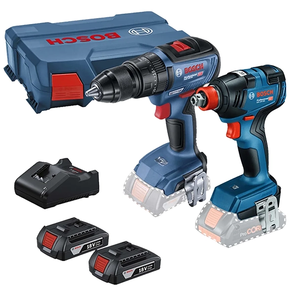 Combo Bosch Taladro GSB 18V-65 + Llave GDX 18V-200 + 2 Bat + Cargador