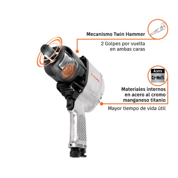 Llave de impacto neumatica tres cuartos de pulgada truper 3
