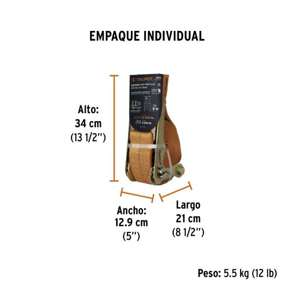 Eslinga con Ratchet Truper Carga Máxima 6.000 kg 2