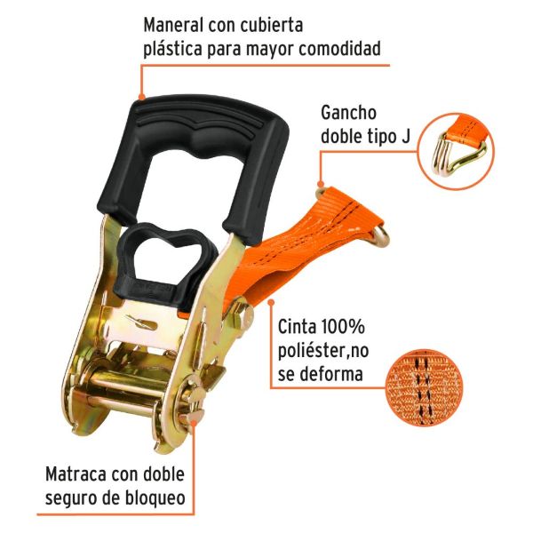 Juego de 2 sujetadores con matraca Truper carga máxima 1500 kg 3