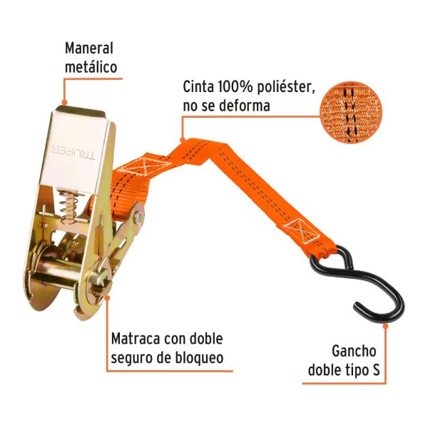 Juego de 2 sujetadores con matraca carga máxima 675 kg 4
