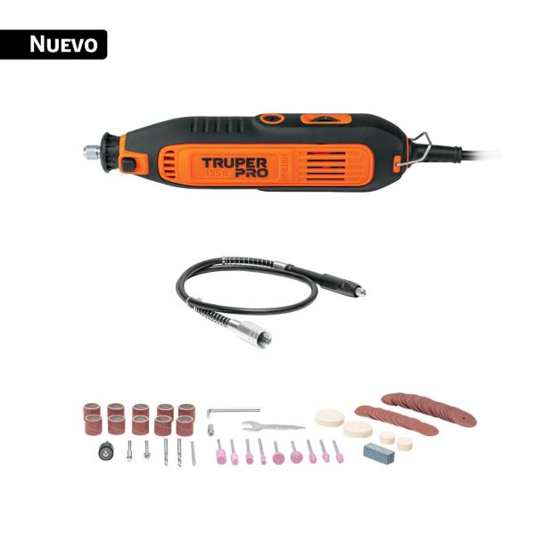 Mototool Rotativo 135W con 97 Accesorios Truper Pro 1